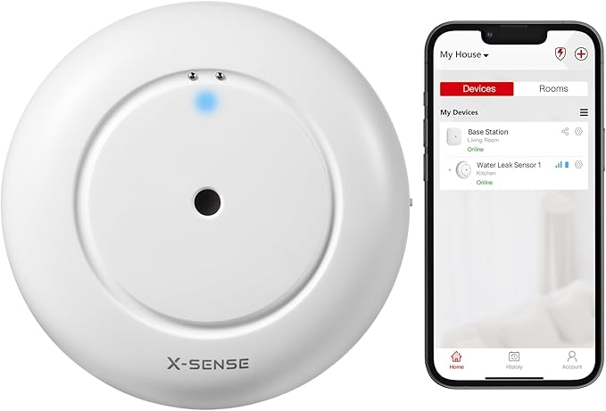 X-Sense Wi-Fi Water Sensor, Accessory for SWS54 Water Sensor Kit, SBS50 Base Station Required, Model SWS51, 1-Pack