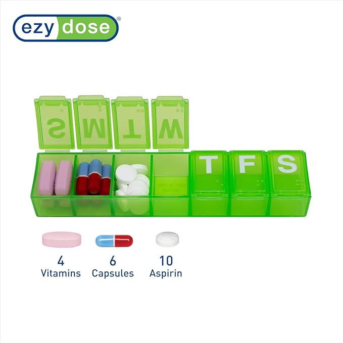 EZY DOSE Pill Cutter, Splitter, Dispenser with 7-Day Pill Organizer, Vitamin Planner, and Medicine Box