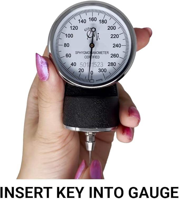 EMI Black Deluxe Professional Aneroid Sphygmomanometer with Self Calibration Key Manual Blood Pressure Monitor Set with Adult Cuff and Carrying Case