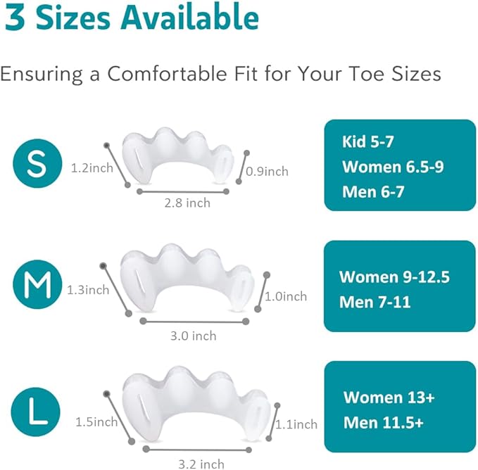 2 Pairs Toe Spacers Bunion Corrector for Women/Men, Foot Alignment - Spreaders for Bunions, Hallux Valgus, Support Foot Fitness and Balance