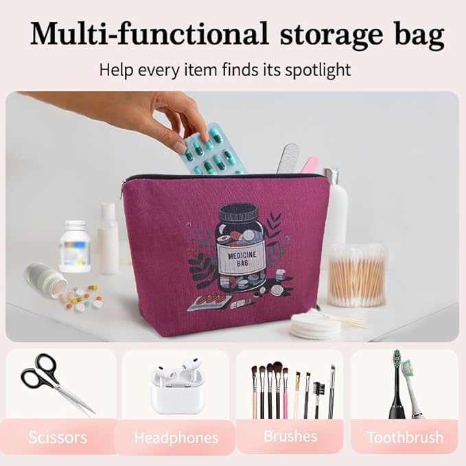 Medication Pouch Bag for Medicine Drug Pill Organizer for Travel Pharmacy Pouch Camp Medical Kit Bag Physician Practitioner Nurse Doctor Gifts Bags Pouches Get Well Soon Gifts for Hospital Patients
