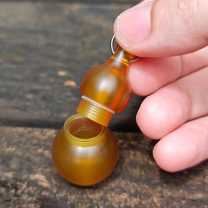 Titanium PEI Pill Container with Keychain & Necklace,Waterproof Pill Box, EDC Portable Pill Container for Portable Mini Size Pill Box Case for Outdoor Travel Camping (PEI-Calabash)