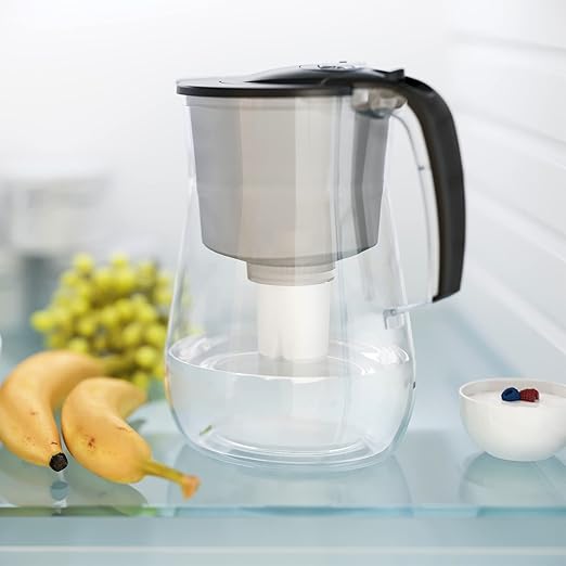 AQUAPHOR Water Filter Pitcher Opal 12 Cup with 1 X B15 Filter - 145 Gallons Long-Life (Black)