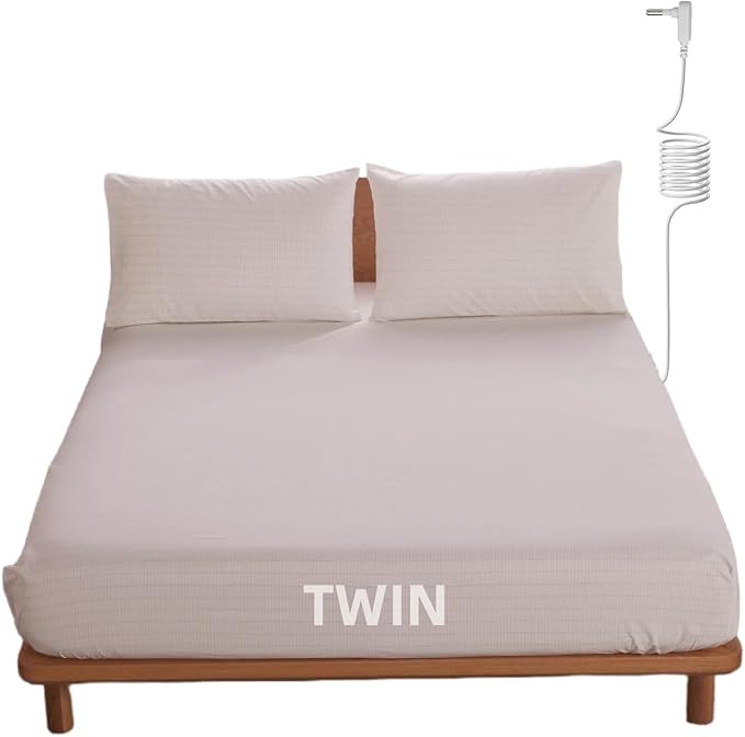 OKOHEY Grounding Fitted Sheets with 15ft Earthing Cord, Twin Size, 90% Organic Cotton + 10% Silver Fiber, Soft & Breathable Grounded Sheet for Better Sleep and Enhanced Wellness, Off White