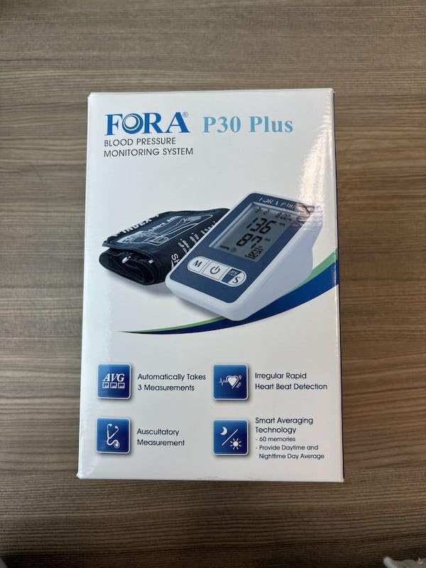 Fora P30 Plus Blood Pressure Monitoring System. Made in Taiwan, IRB & Smart Averaging Technology. Adjustable Cuff That Fits Arms 9.4-16.9 inches (24-43 cm) in Circumference.