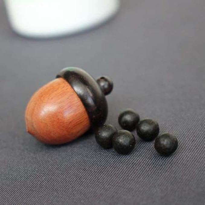 10Pcs Mini Acorns Solid Wood Medicine Pill Box Portable Sandalwood Acorn Pill Case Tablets Storage Sealed Can for Outdoor