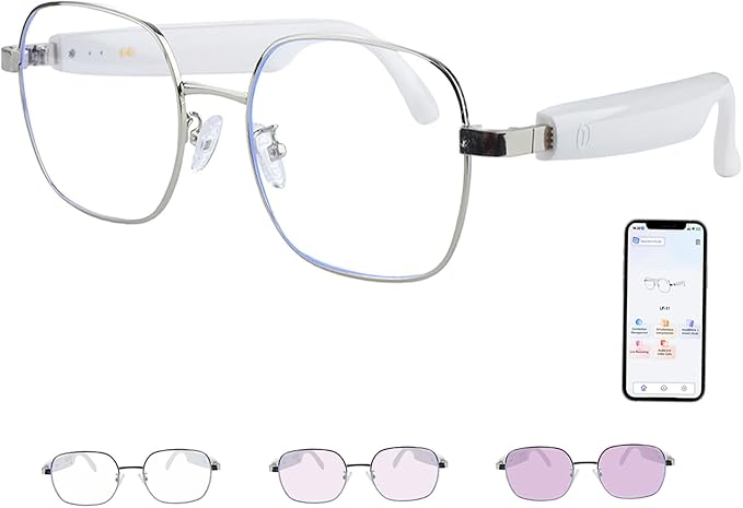 Al Smart Glasses for Women- Bluetooth Translation Glasses with 164 Languages, Color-Change Lens, Music & Call, IP54 Waterproof, Free App, Audio AI Translator Glasses for Meeting Cycling Travel Gaming