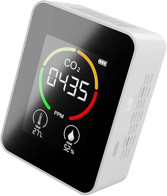 Shkalacar Co2 Detector Air Quality Monitor CO2 Temperature Humidity Sensor Digital Indoor Air Pollution Tester Monitor LCD Display with Backlit