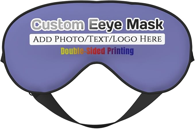 Personalized Eye Mask Add Picture Text Image Logo Custom Travel Sleeping Masks for Home Office Customized Sleep Mask for Men Women Blocks Light Adjustable Strap Violet