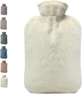 BICAREE Hot Water Bottle with Cover, 2L PVC Hot Water Bag for Neck, Shoulder Pain and Hand Feet Warmer, Menstrual Cramps, Hot Compress and Cold Therapy(Lily White)