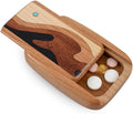 Modern Artisans American Made Pocket-Sized Pill Box (Thin Size) - Cherry Wood with Inlaid Wave Design