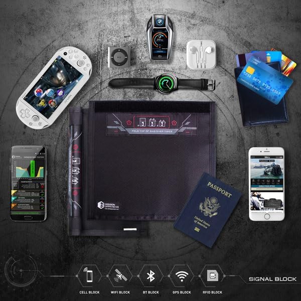 Mission Darkness Non-Window Faraday Bag for Phones (4-Pack) // Signal Blocking Bag Prevents Hacking Tracking Spying, Device Shielding for Law Enforcement Military Digital Forensics, EMP CME Protection