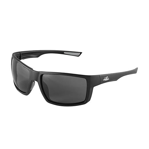 Bullhead Safety Amberjack Safety Glasses with Anti Fog and Scratch Resistant Lenses, Polycarbonate Protective Eyewear with UV Light Protection, Smoke Lenses, Matte Black Frame