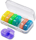RICHCEE 14 Compartments Weekly Pill Organizer, Rainbow 7 Day AM PM Pill Box 2 Times a Day, Medicine Planner, Portable Removable Travel Pill Case for Fish Oil/Vitamin/Supplement Box(Rainbow)