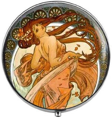 Alphonse Mucha Art Nouveau - Art Deco Pill Box - Charm Pill Box - Glass Candy Box