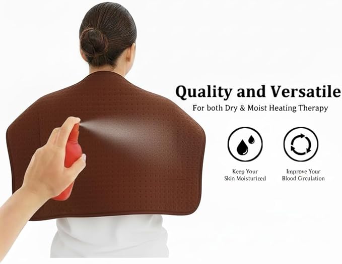 Full Back Heating Pad,20x40 Extra Large Heating Pad for Back Pain Relief,with 10 Temperature Controllers & 3 Auto-Off Timers,Dry/Moist Heat Therapy for Muscle,Joint,Menstrual Cramps (Brown)