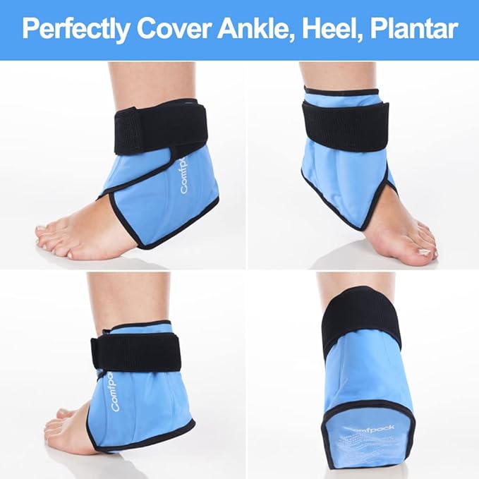 Ankle Ice Pack Wrap for Swelling, Heel Ice Pack for Pain Relief, Hot Cold Therapy Cold Pack for Plantar Fasciitis, Achilles Tendonitis, Ankle Sprain, Foot Pain, 2Packs
