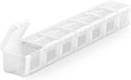Sukuos Extra Large Weekly Pill Organizer, 7 Day Daily Pill Box Case Arthritis Friendly, Silkscreen Printed Medicine Container with Clear Lid for Vitamins, Fish Oils or Supplements (White)