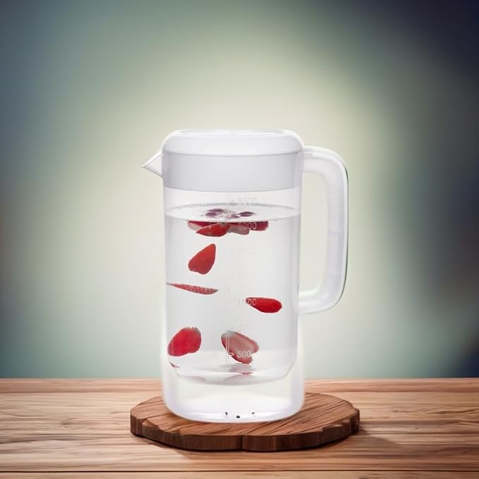 Clear 1 Gallon Pitcher with Lid, Large Plastic Ice Tea Jug for Fridge, Sun Tea Pitcher - Clear