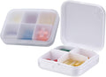 Portable Pill Organizer - Slim Pill Box for Purse or Travel, Compact Pill Case(4+6 Compartment,White)