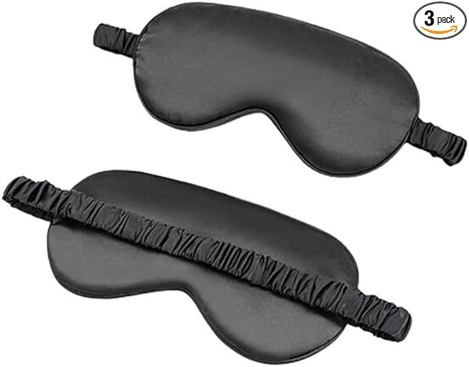 Soft Silk Sleep Eye Masks Lightweight Eye Cover Eyeshade for Night Sleeping with Elastic Strap Black