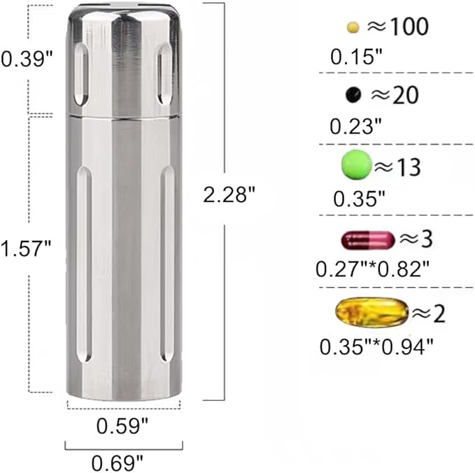 Titanium Large Size Keychain Pill Holder Pill Container with Carabiner Pill Case, Portable Pill Case for Purse, Backpack, Keyring Watertight Travel Pill Container for Medicine