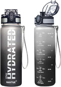 Water Bottle, 16.9 OZ Sports Water Bottles with Time Marker Wide Mouth, Motivational and Leakproof Drink Bottle, BPA Free Tritan with Carry Strap for Gym Fitness Outdoor(1 Bottle)