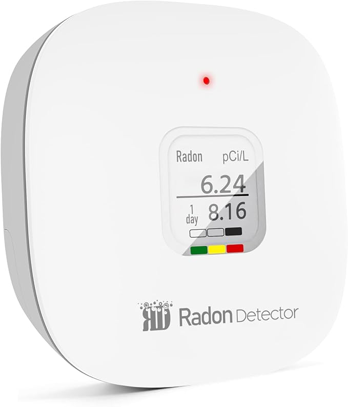RadonSense Hello Radon S,E-Ink Display Radon Detector for Home,Alpha Spectrometer Sensor&2 Years Battery,Wall Mounted&Free Standing,PCi/L & Bq/m³ Units Switchable