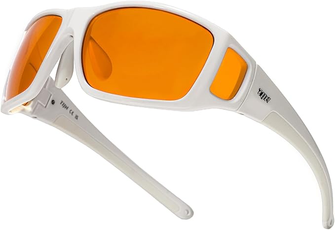 TIJN Sonia Red Sleep Glasses Orange Lens for Blue & Green Light Blocking,Dual AR Coating,Wraparound Frame for Gaming Screen