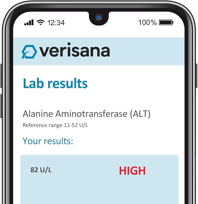 Verisana Liver Function Test – Comprehensive Test for Liver Diseases – Measures ALT, AST and TBILI – Home Testkit – CLIA Certified Laboratory Analysis