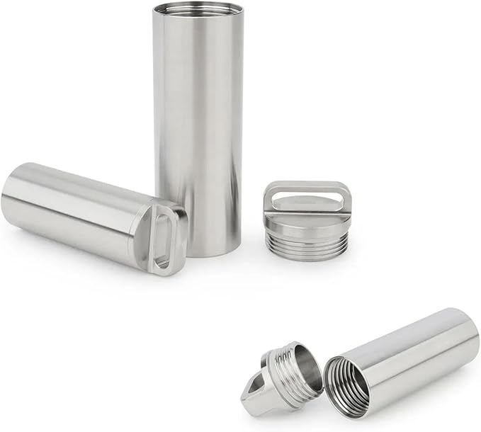 Titanium Pill Container Keychain, Waterproof EDC Pill Holder for Vitamins & Medication, Ultra-Lightweight Metal Pill Case Organizer for Men & Women, Portable Travel Pill Box (L)