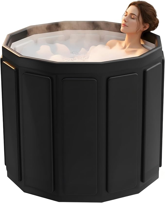 Portable Bathtub for Adult, Foldable Soaking Bathtub for Hot SPA&Ice Bath, Foldable Small Bathtub collapsible bathtub for Bathing, 6-layer Insulated portable tub,Space-Saving (black, 25.9X31.5 IN)