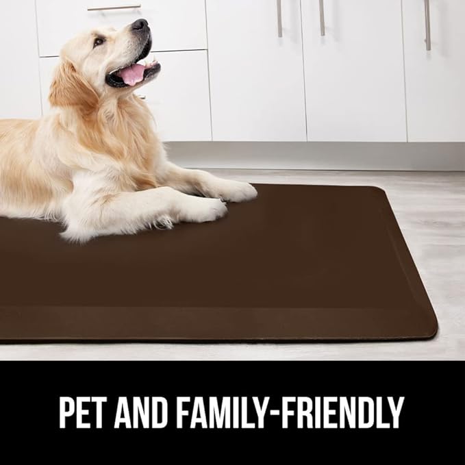 GORILLA GRIP Comfortable Cushioned Kitchen Mats for Floor, 70x24, Waterproof and Stain Resistant Soft Top, 3/4 Inch Thick Ergonomic Standing Desk Anti Fatigue Mat, Foam Supports Ankles and Feet, Brown