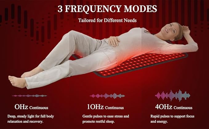 Large Red Light Pad for Body, 24" × 12" 242pcs LEDs 3 in 1 Chip 660nm and 850nm Red & Near Infrared Light Wrap Belt with 5 Brightness and 9 Time Settings for Legs, Back, Waist, Shoulders