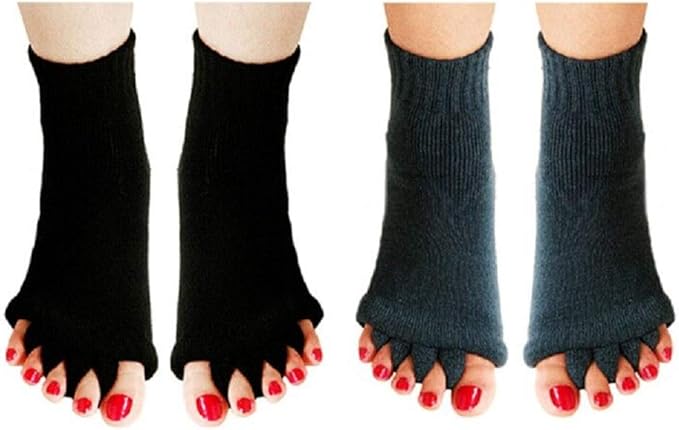 AIBEARTY 3 Pairs Yoga Sport Gym Five Toe Separator Socks Foot Massage Toeless Socks