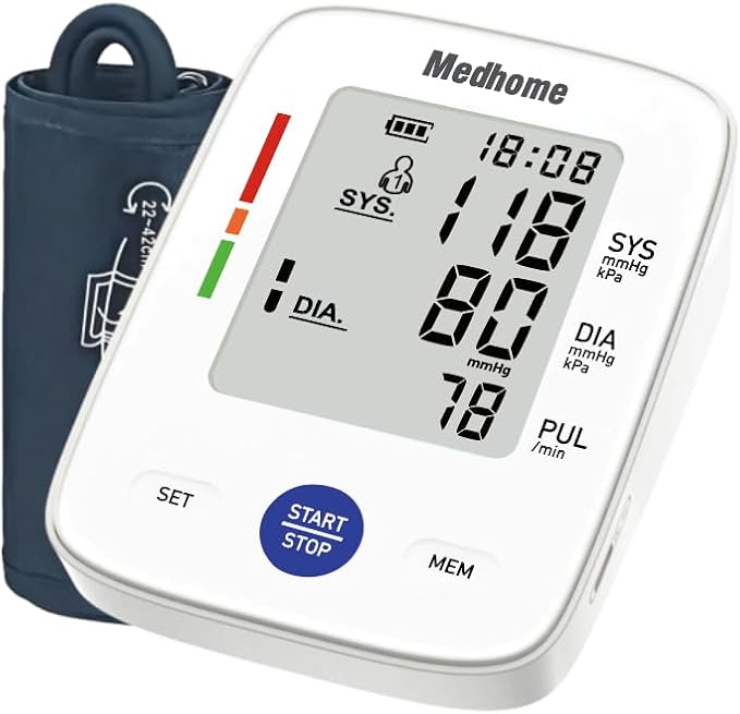Blood Pressure Monitor for Home Use Upper Arm,Medhome Blood Pressure Machine Upper Arm Large Cuff(8.7"-16.5" Adjustable),Automatic high Blood Pressure Cuff,Easy to use,2 * 120 Memory,