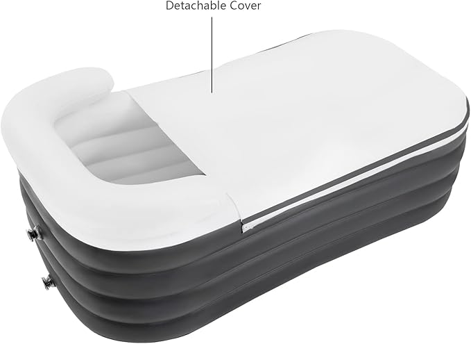 Inflatable Bathtub Adults, Portable Ice Bath Tub for Athletes, Outdoor & Indoor Freestanding Foldable Bathtub with Electric Air Pump and Cup Holder (Gray)