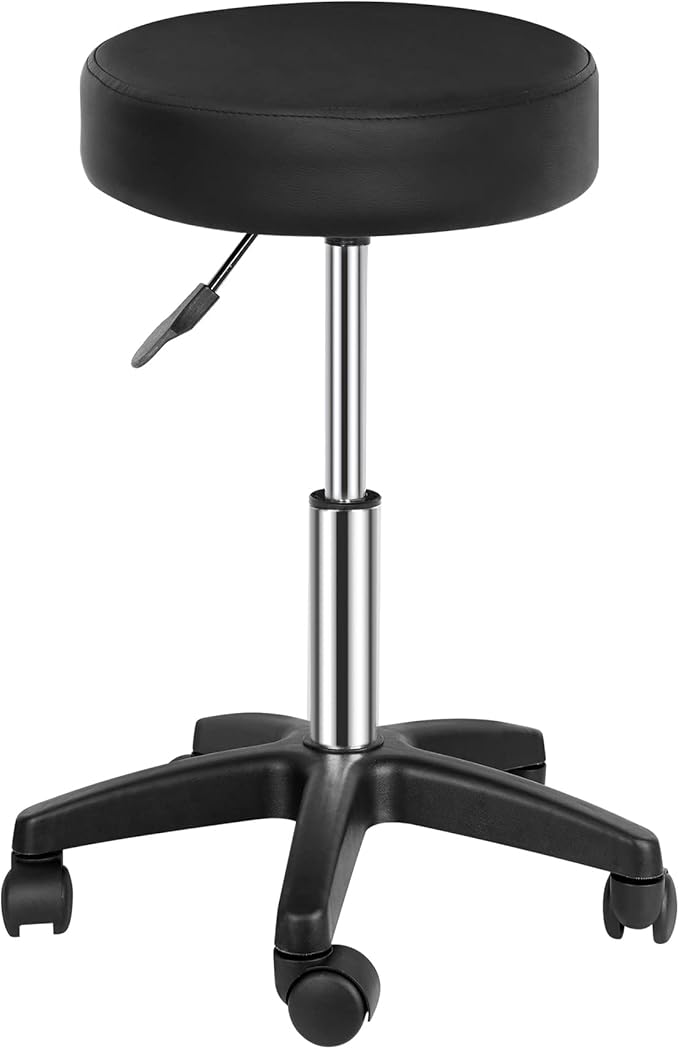 SUPER DEAL Rolling Stools Swivel Chairs Facial Massage Spa Salon Bar Stool Adjustable Hydraulic Rolling Chair,Black