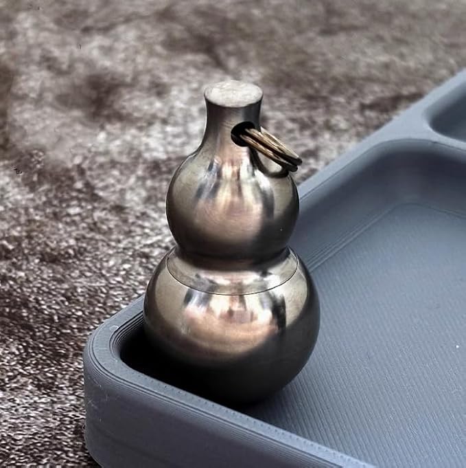 Titanium Keychain Pill Holder Mini Daily Pill Box Pendant Container Waterproof Metal Case Bottle Portable Organizer (Big)