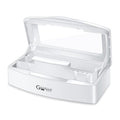Gusnilo Sanitizing Tray - Disinfectant Container Nail Tool Sterilizer Box Plastic Sanitizing Box for Nail Tools, Hair Salon,Spa (Clear Lid, white)