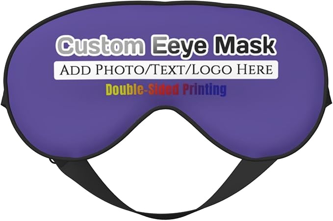 Personalized Eye Mask Add Picture Text Image Logo Custom Travel Sleeping Masks for Home Office Customized Sleep Mask for Men Women Blocks Light Adjustable Strap Lilac