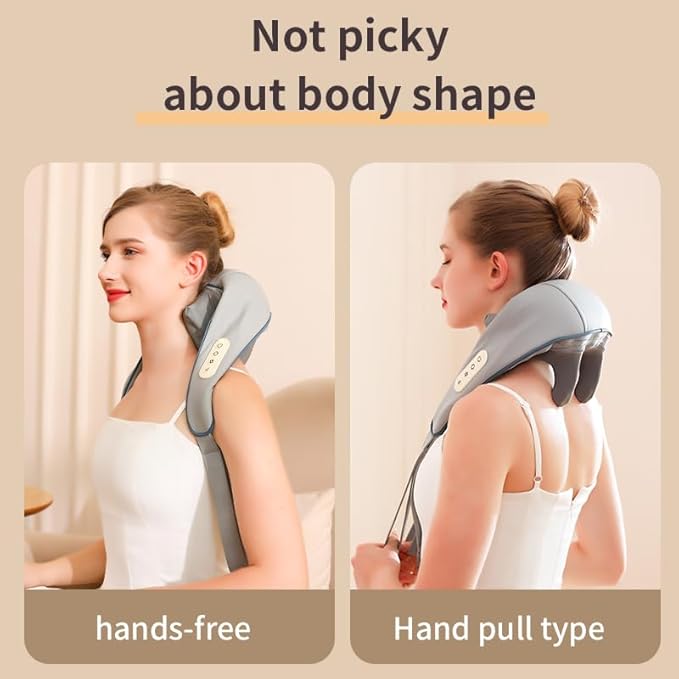 Neck Massager for Pain Relief Deep Tissue, Neck Massage with Heat, Cordless Massager for Back and Shoulder Pain, Deep Kneading Back Massager, Gift for Mom Dad