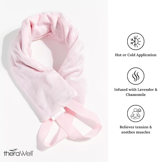 Warming Clay Bead Body Wrap Heating Pad, Perfect for Neck & Shoulder, Hot Cold Therapy Wrap with Lavender & Chamomile Scent, Pink, Pack of 1