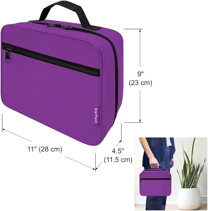 Large Pill Bottle Organizer - 10 Pockets Medicine Bag for Travel & Home Storage - Purple