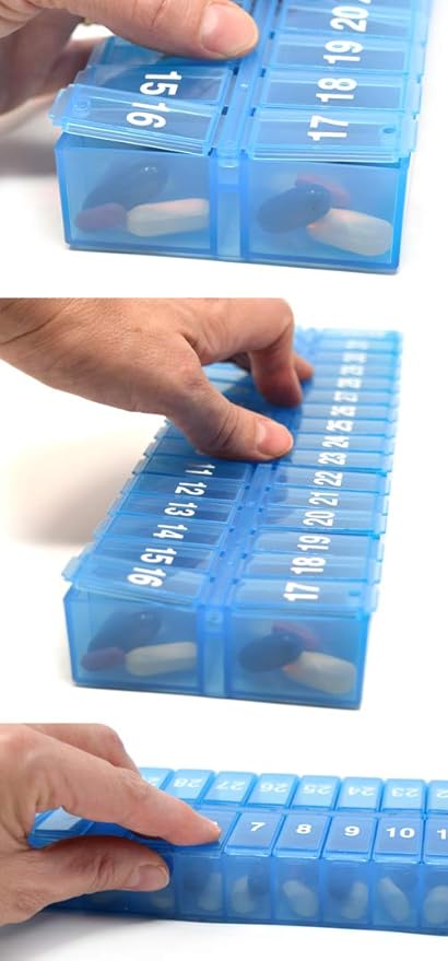 PillThing Monthly Pill Organizer 1 Time a Day, 31 Day Pill Organizer Dispenser with Extra Compartment, Large Daily Pillbox Case for Vitamins, Supplements, Fish Oil