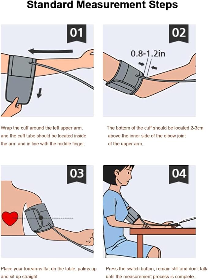 Blood Pressure Monitor, Bp Machine with Large Upper Arm Cuff of 8.7-17.3 Inches, Large Screen, Total 198 Memories for 2 Users(Black+White)