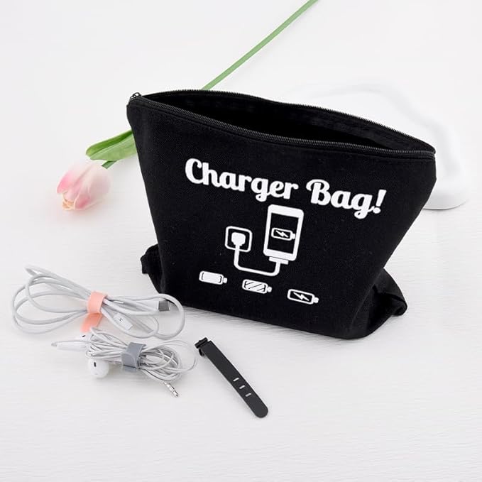 Charger Bag for Traveling Camping Cable Cord Organizer Bag for Travel Anti Loss Pouch for Electronics Bags for Power Cords Usb Wire Storage Case Plug Makeup Bags for Men Women Earphone Tie Wrap 3 Pack