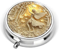 Portable Round 3 Compartment Metal Pill Box Enchanted Fairy & Butterflies Ideal for Kitchen Office Travel or Personal Use
