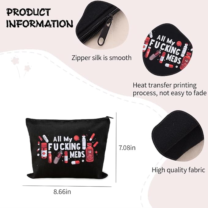 Medicine Storage Organizer Pouch Bag Travel Medication Bag Funny Pharmacist Gifts Physician Assistant Make Up Bags Family Nurse Practitioner Gifts for Women Men Cosmetic and Pill Bags Doctor Pouch