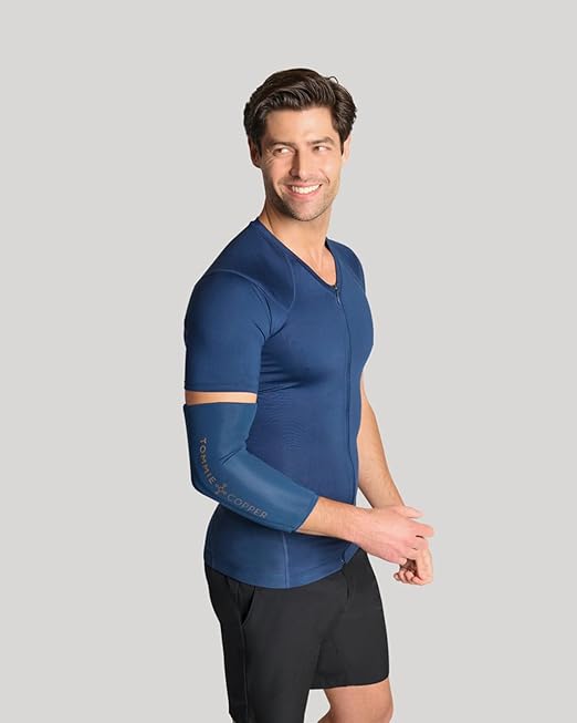 Tommie Copper BetterICE Elbow Wrap Cold Compression, Soft Flexible Gel, No Messy Leaks, Comfortable Fit - Large, Dark Navy